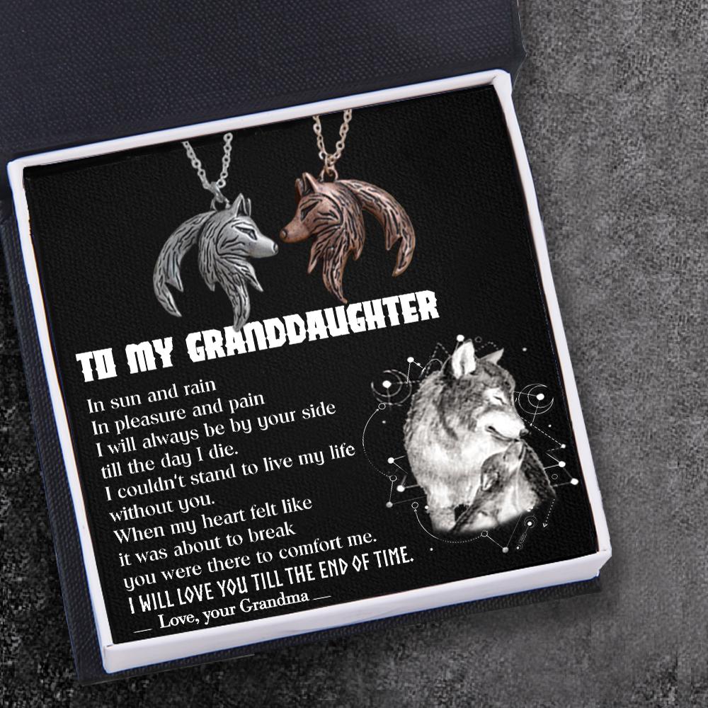 Couple Wolf Pendant Necklaces - To My Granddaughter - From Grandma - I Will Love You Till The End Of Time - Gnbd23001