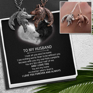 Couple Wolf Pendant Necklaces - To My Husband - I See Nothing Worse Than To Be Without You - Gnbd14004