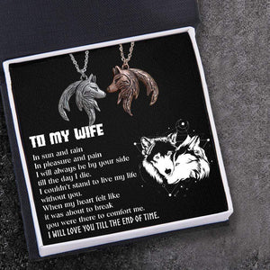 Couple Wolf Pendant Necklaces - To My Wife - I Will Love You Till The End Of Time - Gnbd15001