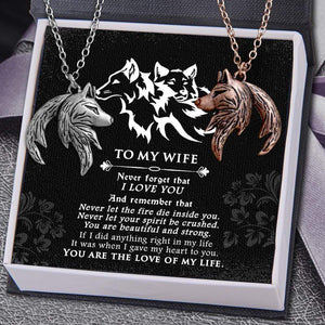 Couple Wolf Pendant Necklaces - To My Wife - Never Let The Fire Die Inside You - Gnbd15007