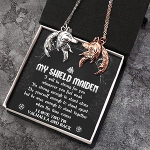 Couple Wolf Pendant Necklaces - Viking - My Shield Maiden - I Love You To Vahalla And Back - Gnbd13004