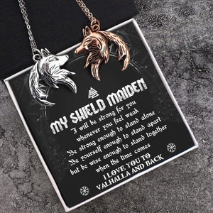 Couple Wolf Pendant Necklaces - Viking - My Shield Maiden - I Love You To Vahalla And Back - Gnbd13004