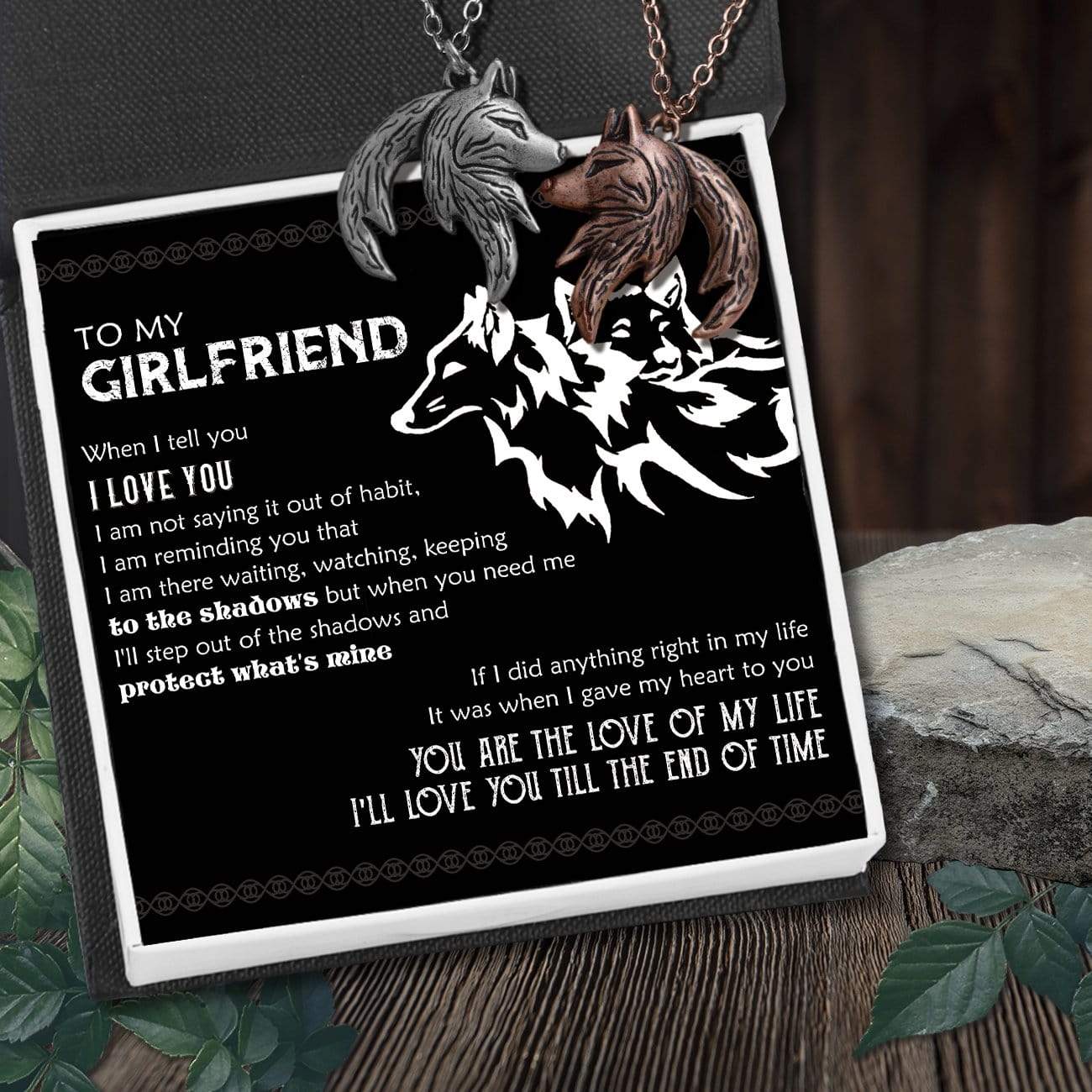 Couple Wolf Pendant Necklaces - Wolf Lover - To My Girlfriend - I'll Love You Till The End Of Time - Gnbd13003