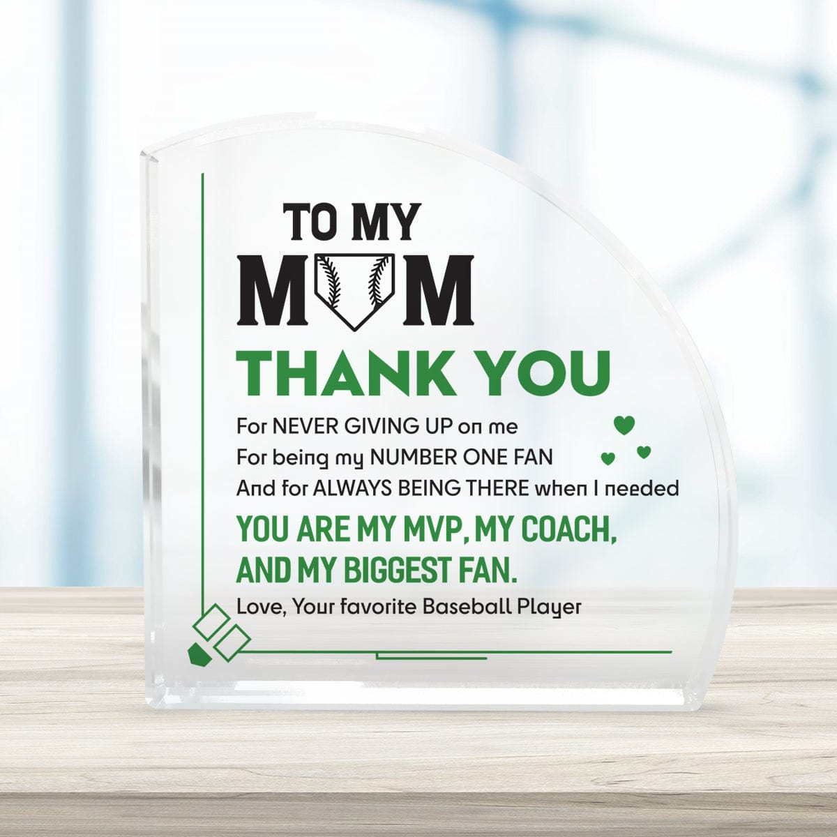 Crystal Plague - Baseball - To My Mom - You Are My MVP, My Coach, And My Biggest Fan - Gznf19001