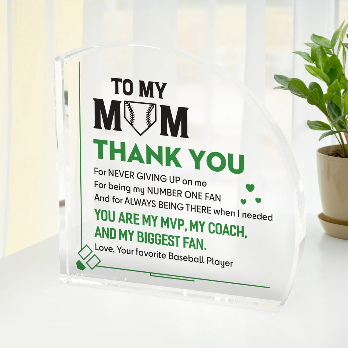Crystal Plague - Baseball - To My Mom - You Are My MVP, My Coach, And My Biggest Fan - Gznf19001