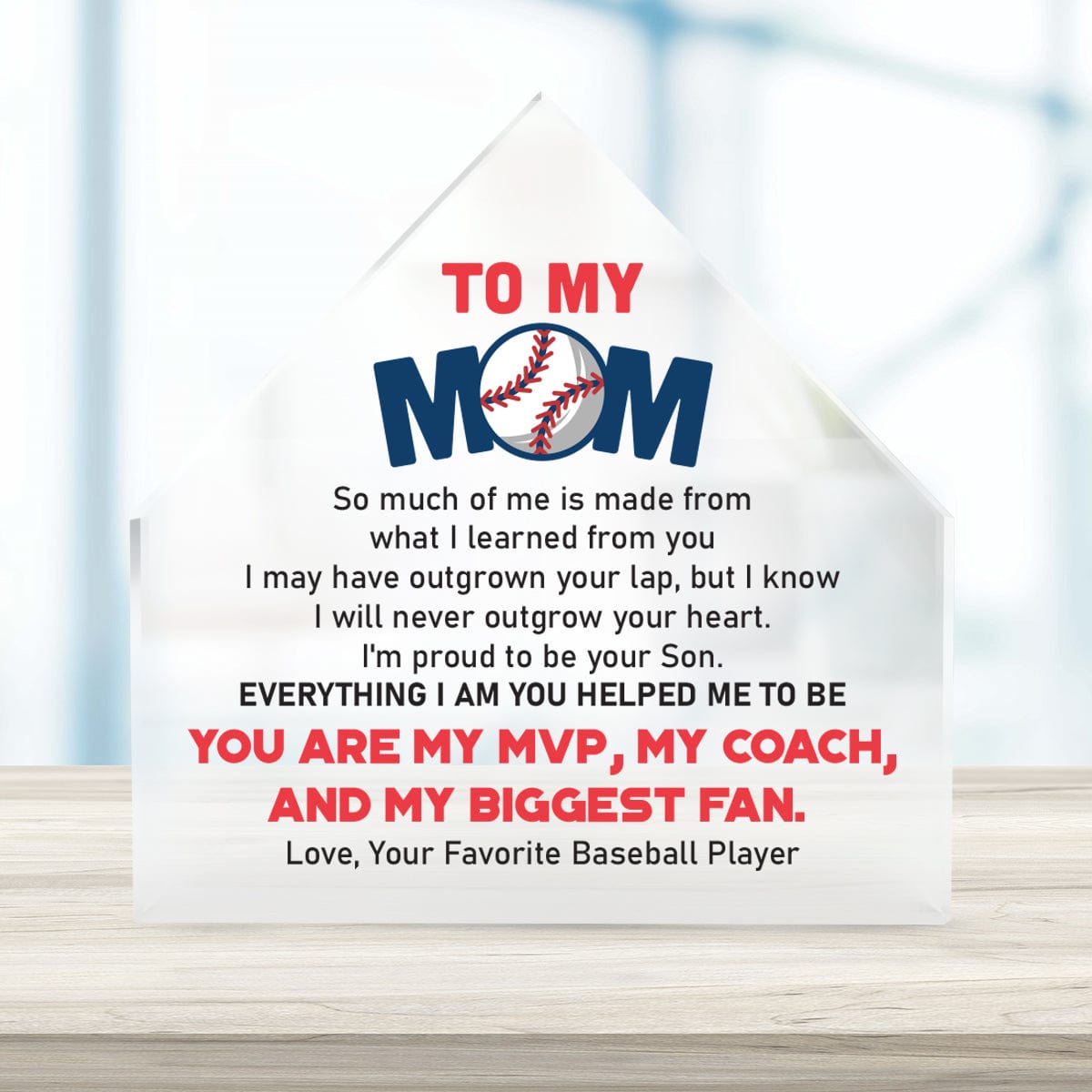 Crystal Plaque - Baseball - To My Mom - Everything I Am You Helped Me To Be - Gznf19008