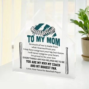 Crystal Plaque - Baseball - To My Mom - I'm Proud To Be Your Son - Gznf19013