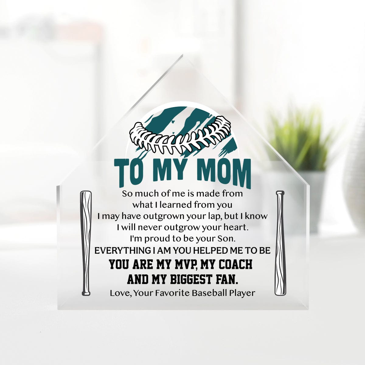 Crystal Plaque - Baseball - To My Mom - I'm Proud To Be Your Son - Gznf19013