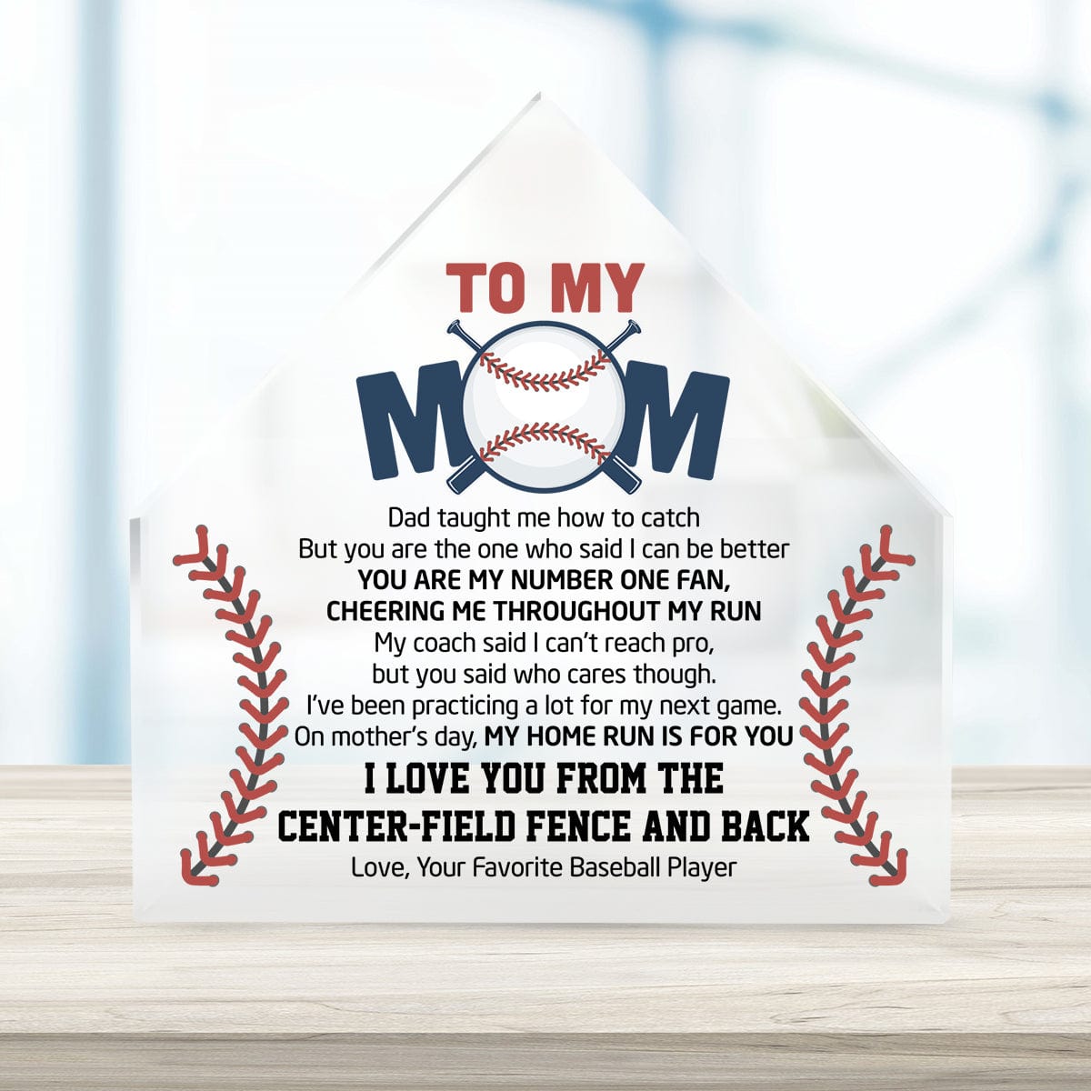 Crystal Plaque - Baseball - To My Mom - You Are My Number One Fan, Cheering Me Throughout My Run - Gznf19012