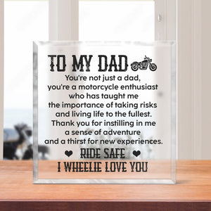 Crystal Plaque - Biker - To My Dad - I Wheelie Love You - Gznf18011