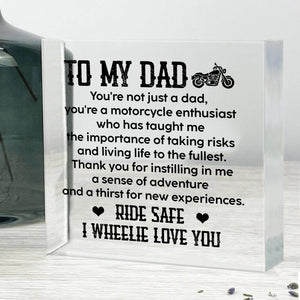 Crystal Plaque - Biker - To My Dad - I Wheelie Love You - Gznf18011