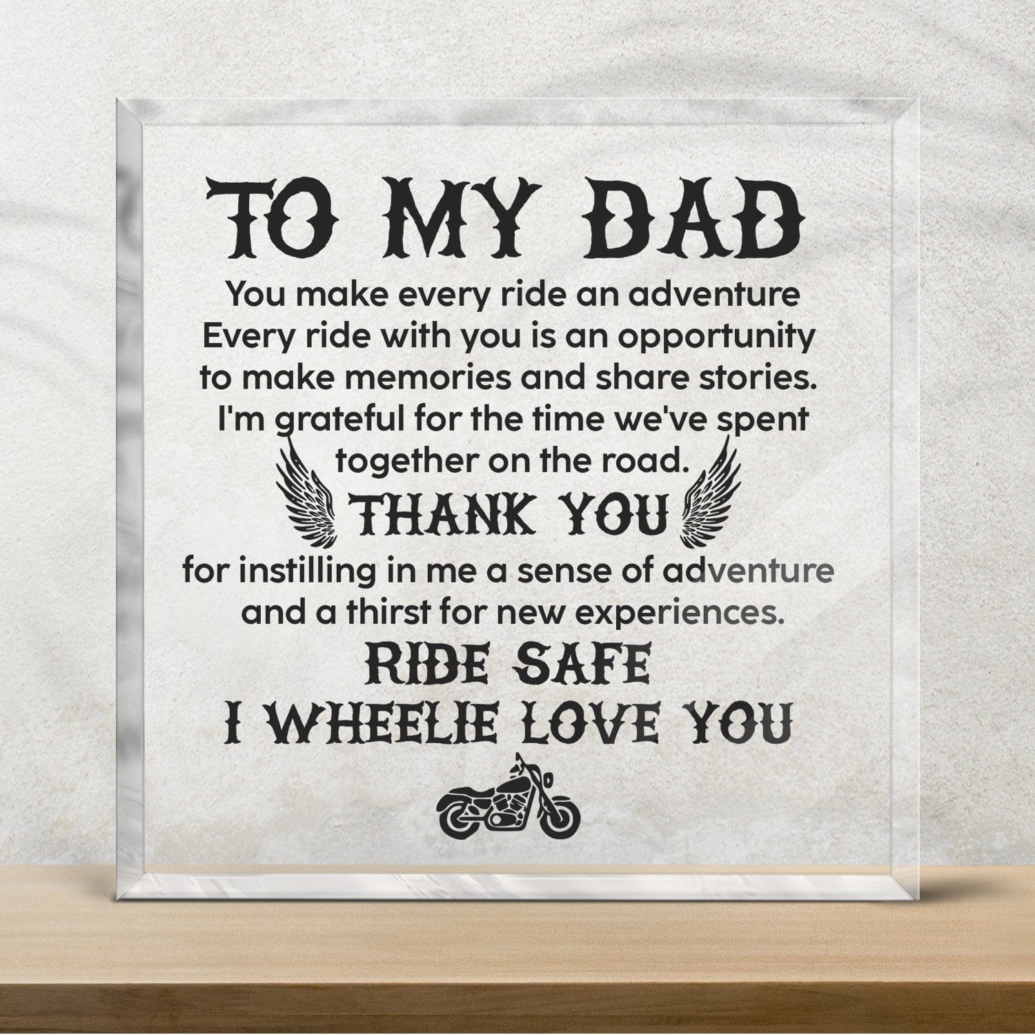 Crystal Plaque - Biker - To My Dad - Thank You For Instilling In Me A Sense Of Adventure - Gznf18012