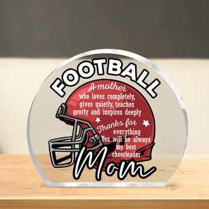 Crystal Plaque - Football - To My Mom - You Will Be Always My Best Cheerleader - Gznf19031