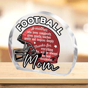 Crystal Plaque - Football - To My Mom - You Will Be Always My Best Cheerleader - Gznf19031