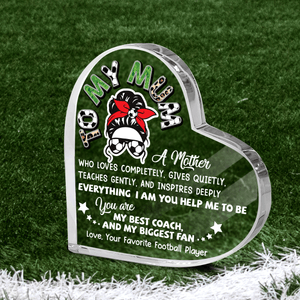 Crystal Plaque Heart Shape - Football - To My Mum - Everything I Am You Help Me To Be - Gznf19025