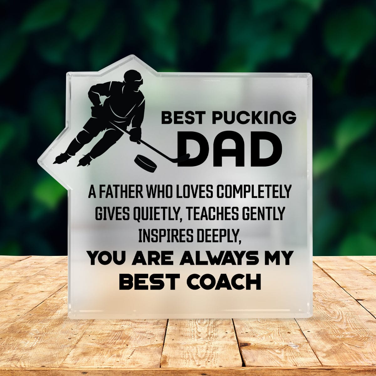 Crystal Plaque - Hockey - To Best Pucking Dad - You Are Always My Best Coach - Gznf18015