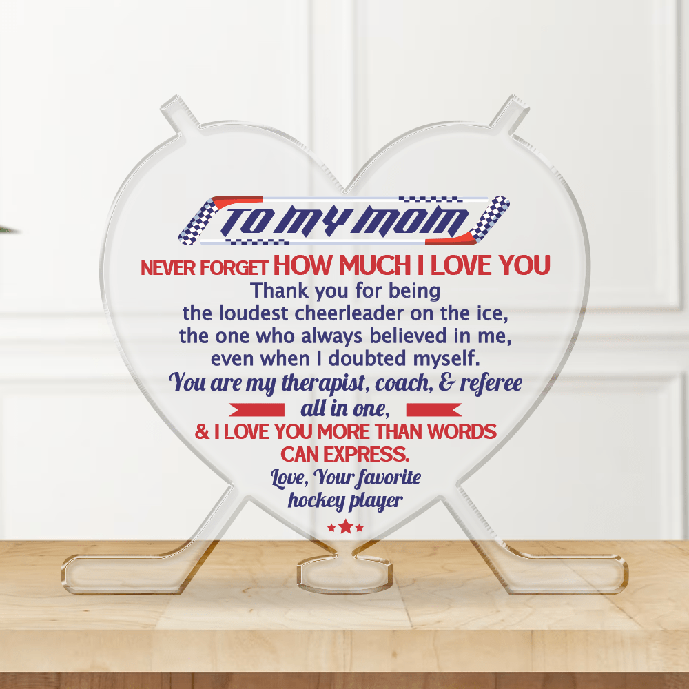 Crystal Plaque - Hockey - To My Mom - I Love You More Than Words Can Express - Gznf19051