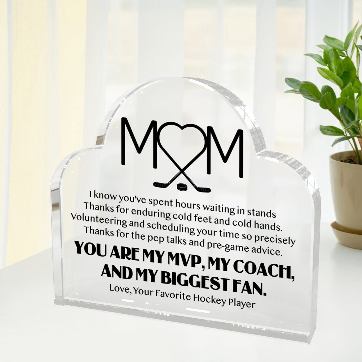 Crystal Plaque - Hockey - To My Mom - Thanks For The Pep Talks And Pre-Game Advice - Gznf19049