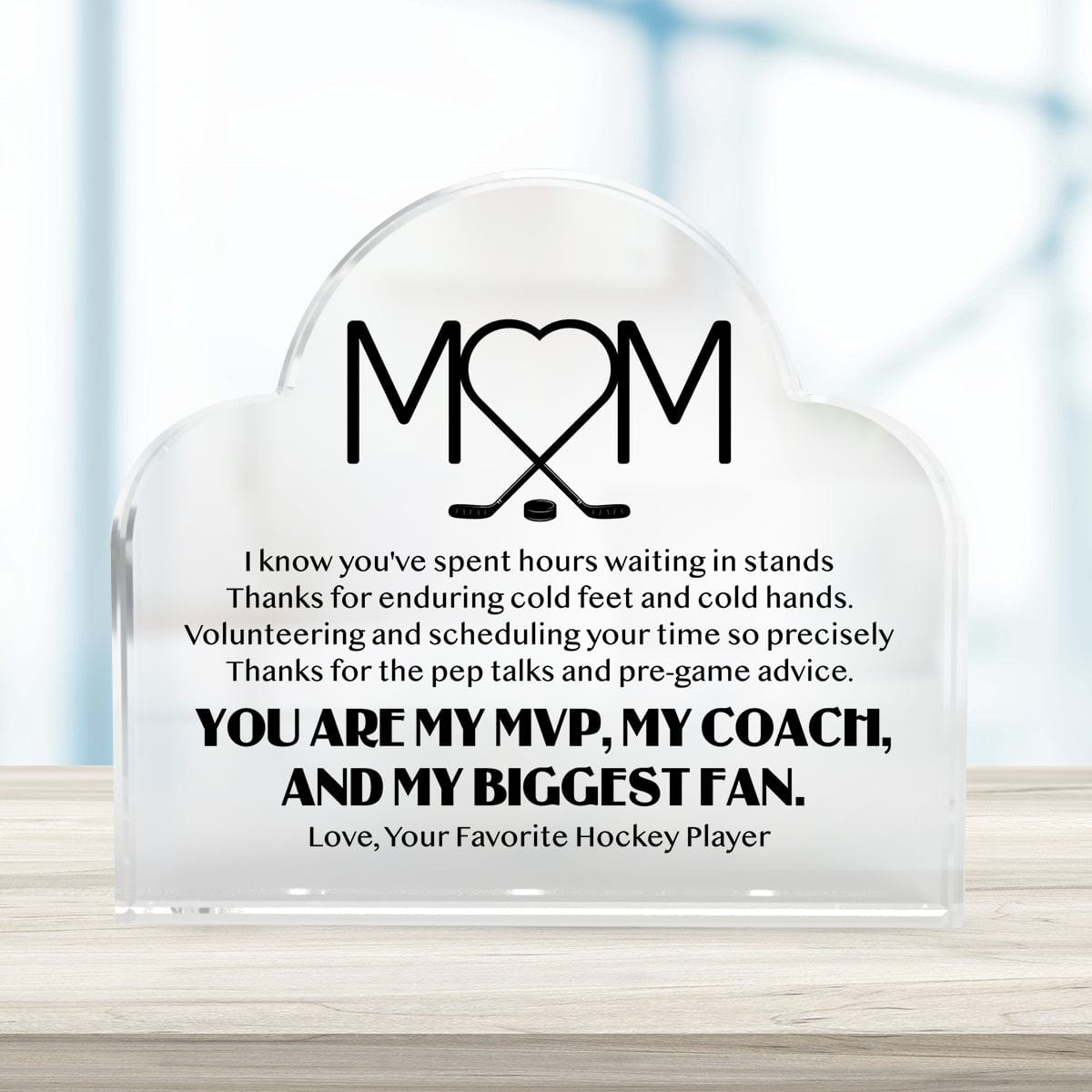 Crystal Plaque - Hockey - To My Mom - Thanks For The Pep Talks And Pre-Game Advice - Gznf19049