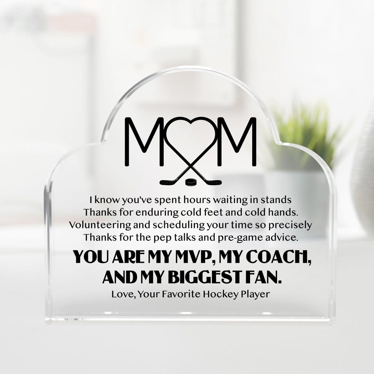 Crystal Plaque - Hockey - To My Mom - Thanks For The Pep Talks And Pre-Game Advice - Gznf19049
