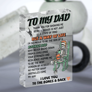 Crystal Plaque - Skull - To My Dad - I Love You To The Bones & Back - Gznf18022