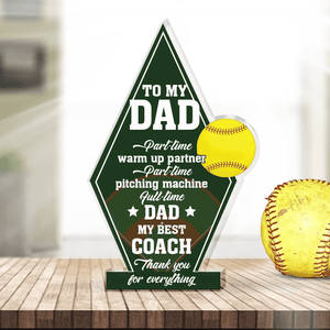 Crystal Plaque - Softball - To My Dad - Thank You For Everything - Gznf18017