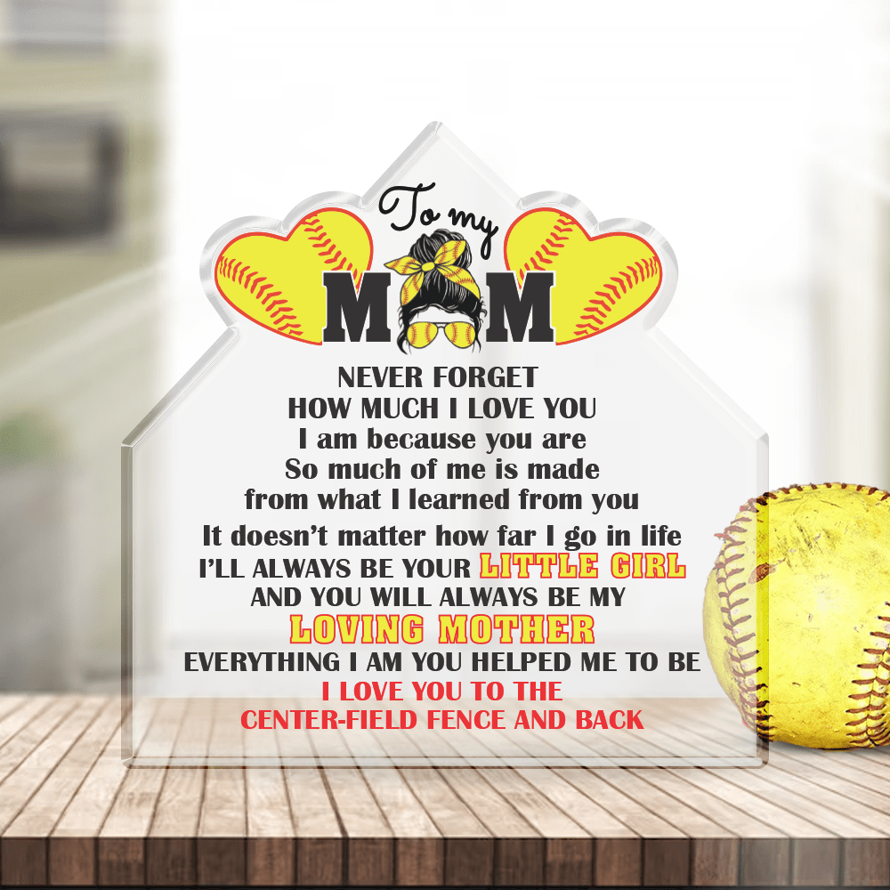 Crystal Plaque - Softball - To My Mom - Everything I Am You Helped Me To Be - Gznf19039