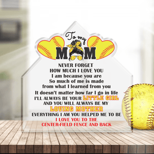 Crystal Plaque - Softball - To My Mom - Everything I Am You Helped Me To Be - Gznf19039