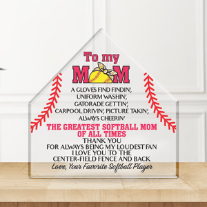 Crystal Plaque - Softball - To My Mom - I Love You To The Center-field Fence And Back - Gznf19028