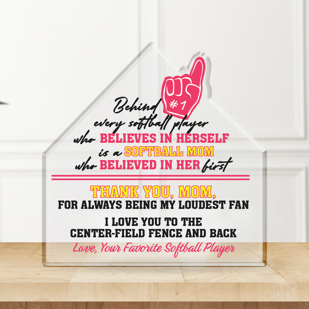 Crystal Plaque - Softball - To My Mom - I Love You To The Center-field Fence And Back - Gznf19040
