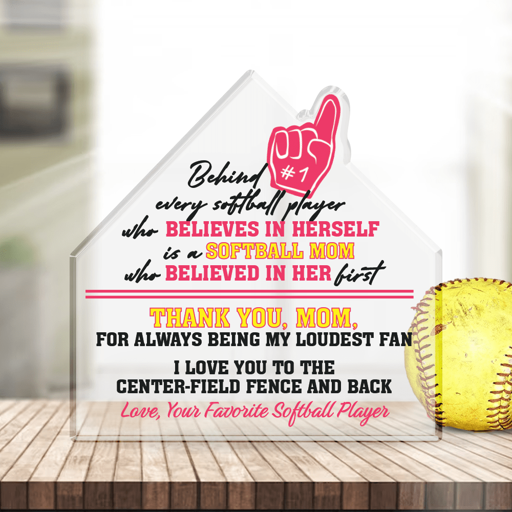 Crystal Plaque - Softball - To My Mom - I Love You To The Center-field Fence And Back - Gznf19040