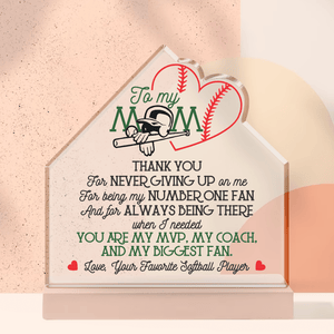 Crystal Plaque - Softball - To My Mom - Thank You For Never Giving Up On Me - Gznf19029