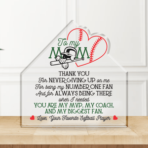 Crystal Plaque - Softball - To My Mom - Thank You For Never Giving Up On Me - Gznf19029