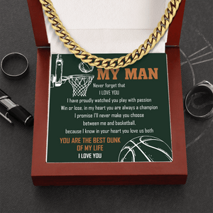 Cuban Link Chain - Basketball - To My Man - Win Or Lose, In My Heart You Are Always A Champion - Ssb26012