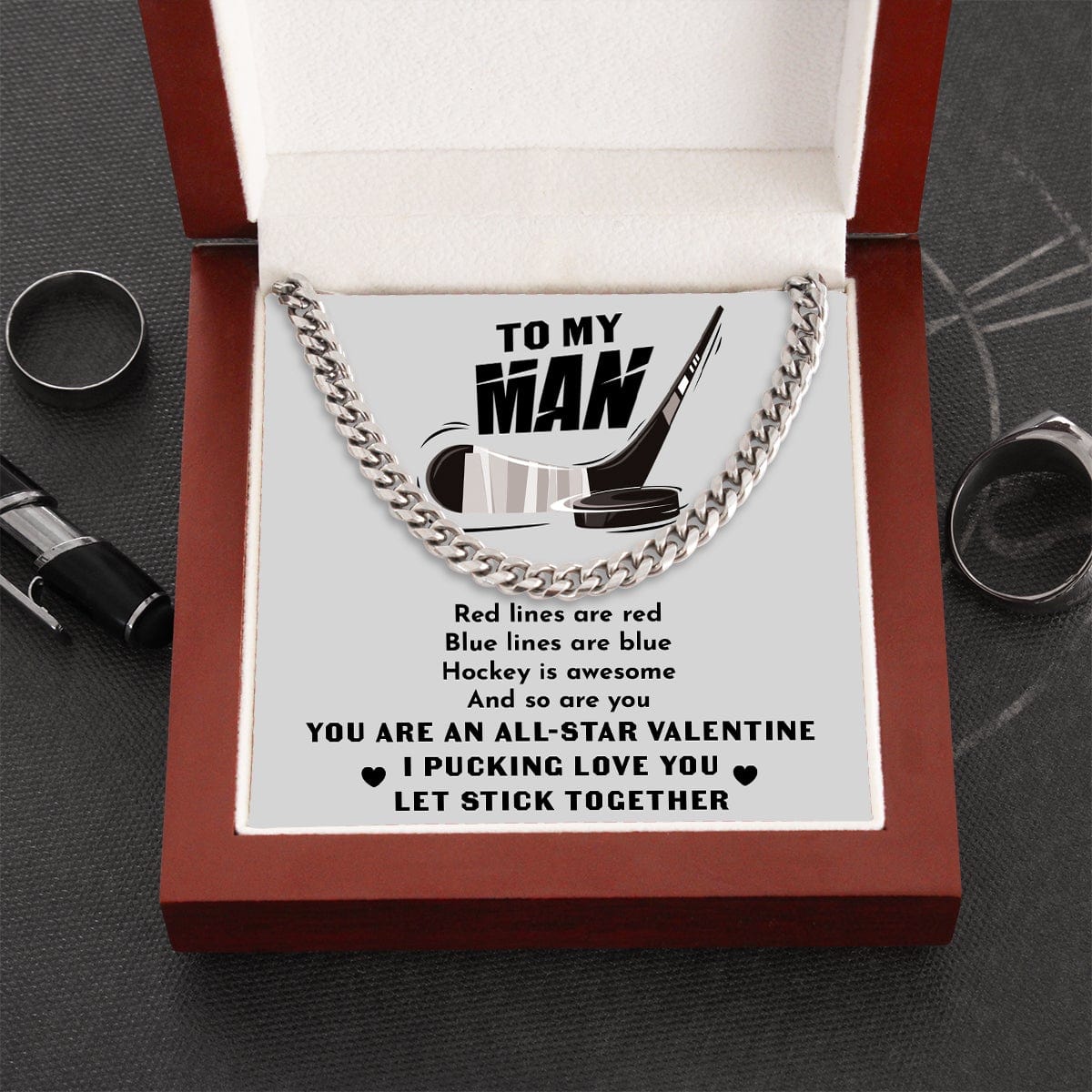 Cuban Link Chain - Hockey - To My Man - I Pucking Love You - Ssb26015