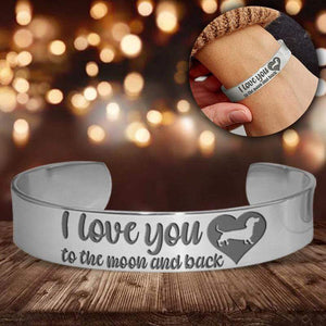 Cuff Bracelet - Dachshund Lover -  I Love You To The Moon & Back - Gbac13014