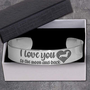 Cuff Bracelet - Dachshund Lover -  I Love You To The Moon & Back - Gbac13014