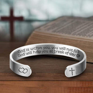 Cuff Bracelet - My Love - God Is Within You, You Will Not Fall - Gbac13012