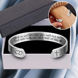 Cuff Bracelet - My Love - God Is Within You, You Will Not Fall - Gbac13012