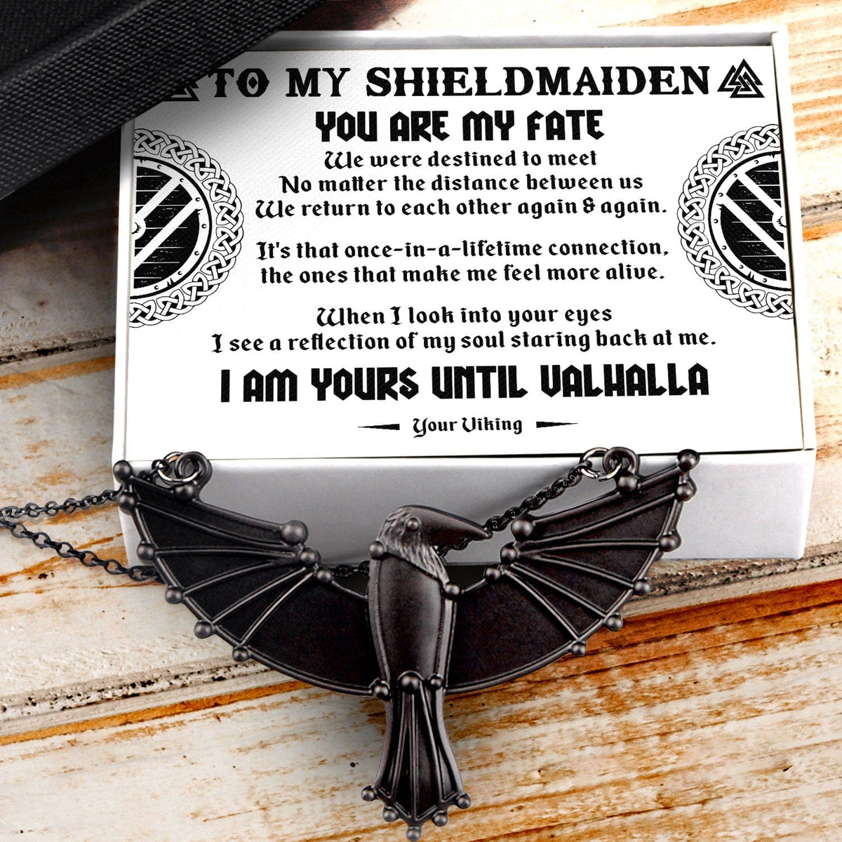 Dark Raven Necklace - My Shieldmaiden - I Am Yours Until Valhalla - Gncm13010