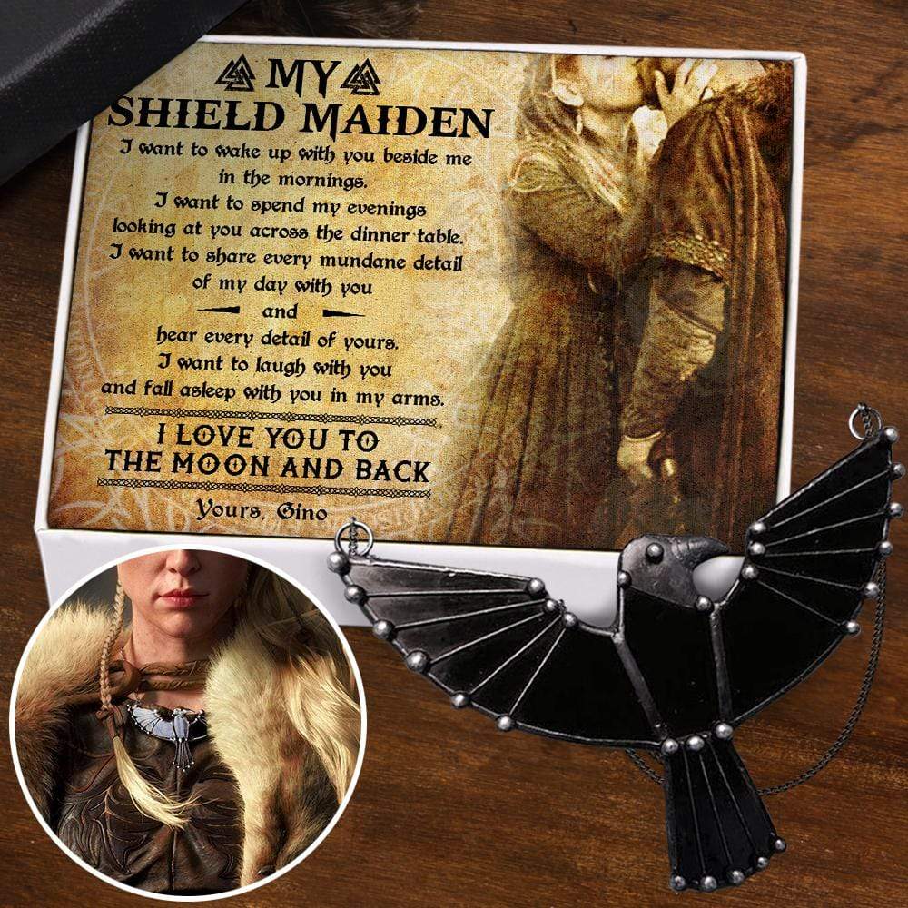 Dark Raven Necklace - My Shieldmaiden - I Love You To The Moon And Back - Gncm13010