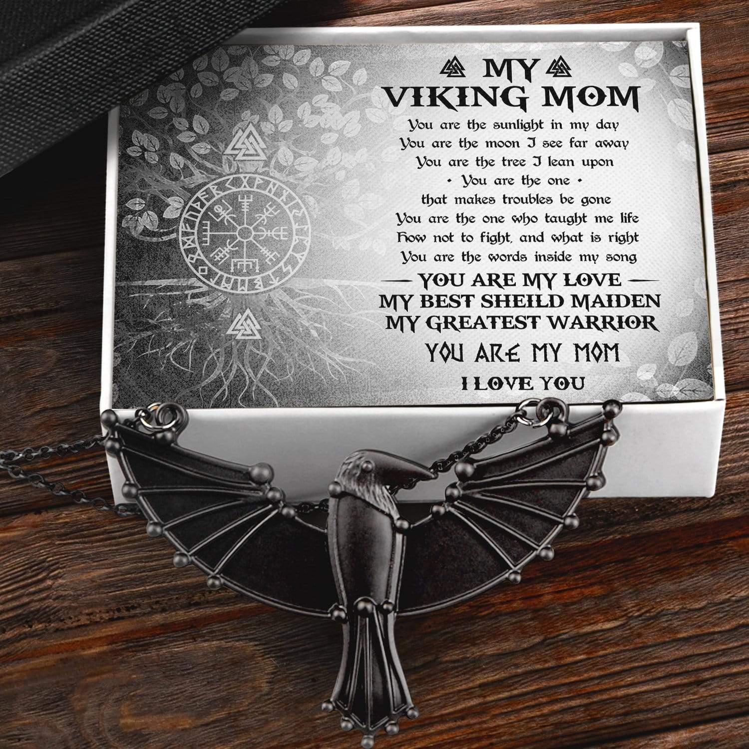 Dark Raven Necklace - My Viking Mom - You Are My Mom - Gncm19002