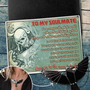 Dark Raven Necklace - Skull - To My Soulmate - Love You To The Moon And Back - Gncm13014