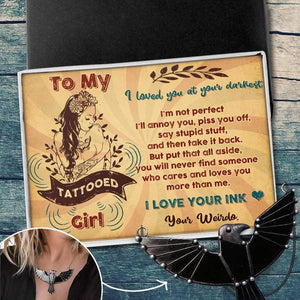 Dark Raven Necklace - Tattooed - To My Tattooed Girl - I Love Your Ink - Gncm13015