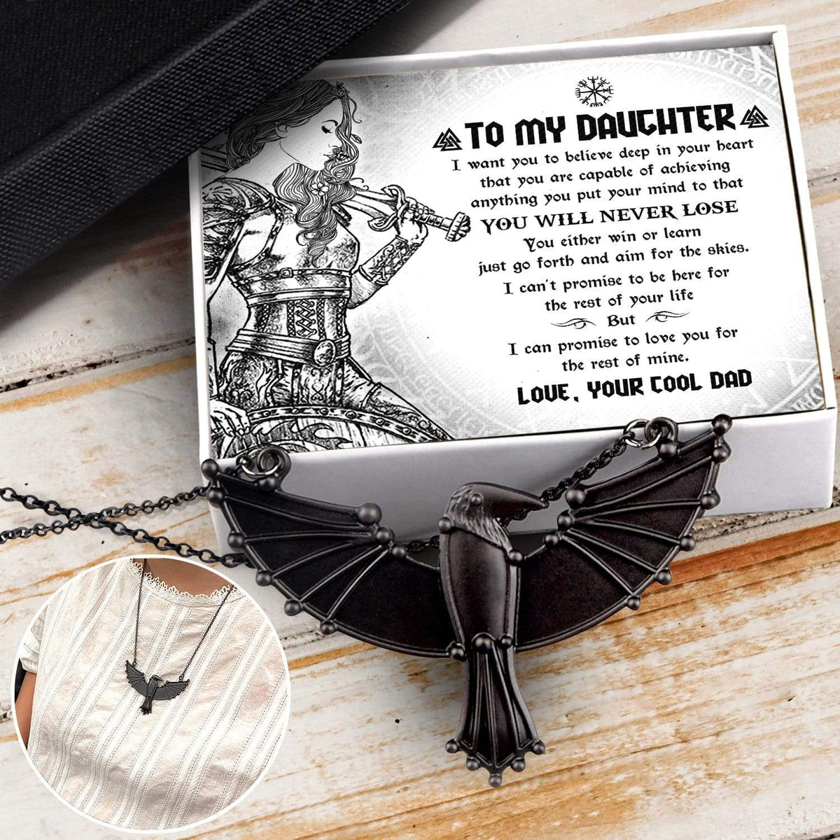 Dark Raven Necklace - To My Daughter - From Dad - You Will Never Lose - Gncm17003