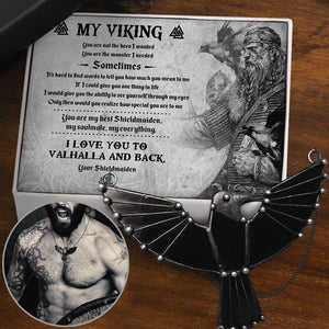 Dark Raven Necklace - To My Viking - I Love You To Valhalla And Back - Gncm26001