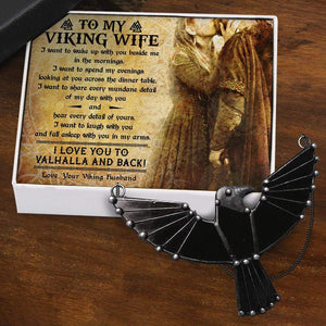 Dark Raven Necklace - To My Viking Wife - I Love You To Valhalla And Back - Gncm15005