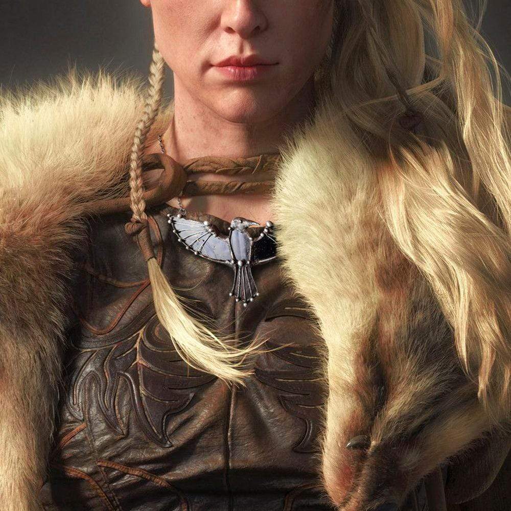 Dark Raven Necklace - Viking - My Shieldmaiden - I Am Yours Until Valhalla - Gncm13017