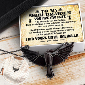 Dark Raven Necklace - Viking - My Shieldmaiden - I Am Yours Until Valhalla - Gncm13017