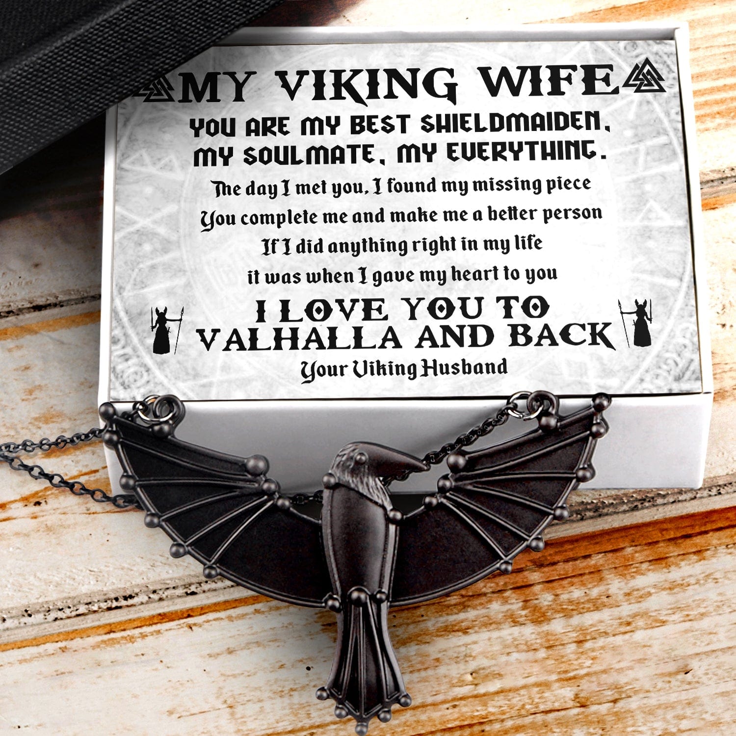 Dark Raven Necklace - Viking - To My Wife - Love You To The Moon And Back - Gncm15009